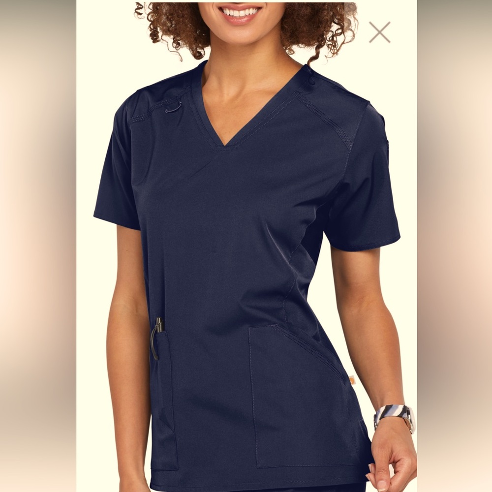 Carhartt Force Nursing Medical Scrub Top Navy Blue Size LARGE